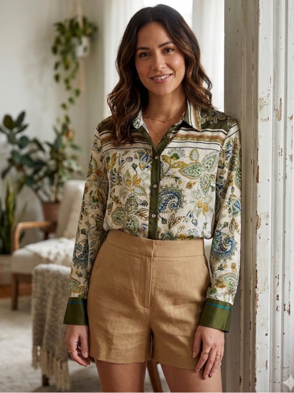 Zara multicoloured paisley button up shirt